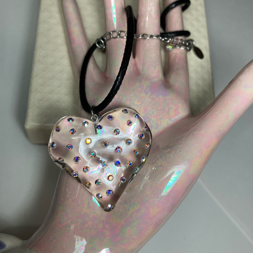 Vintage Kirk’s Folly Heart Sparkling Twinkle Necklace and Matching Earrings.
